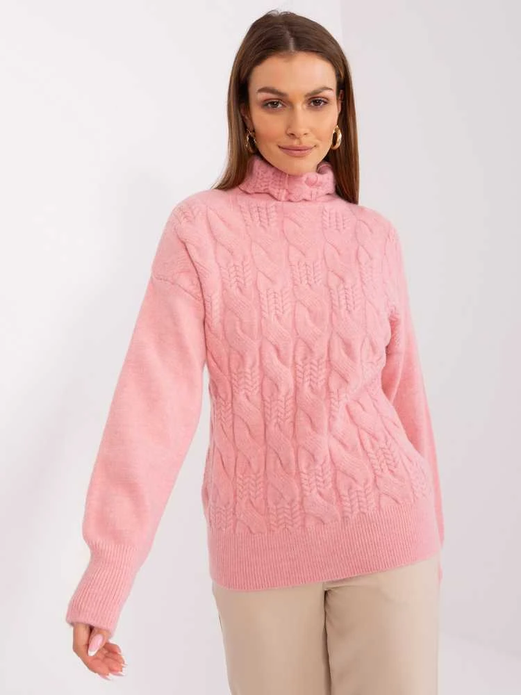 Wool Fashion Italia Megztinis-AT-SW-23401.97P-šviesiai rožinis