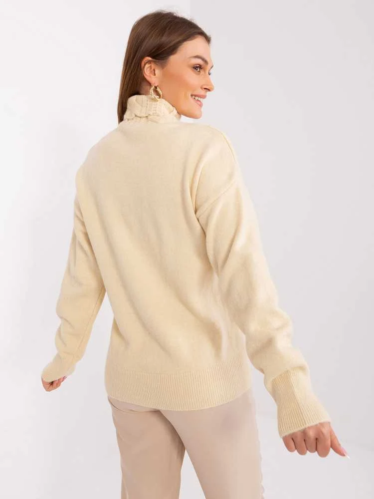Wool Fashion Italia Megztinis-AT-SW-23401.97P-šviesiai smėlio spalvos