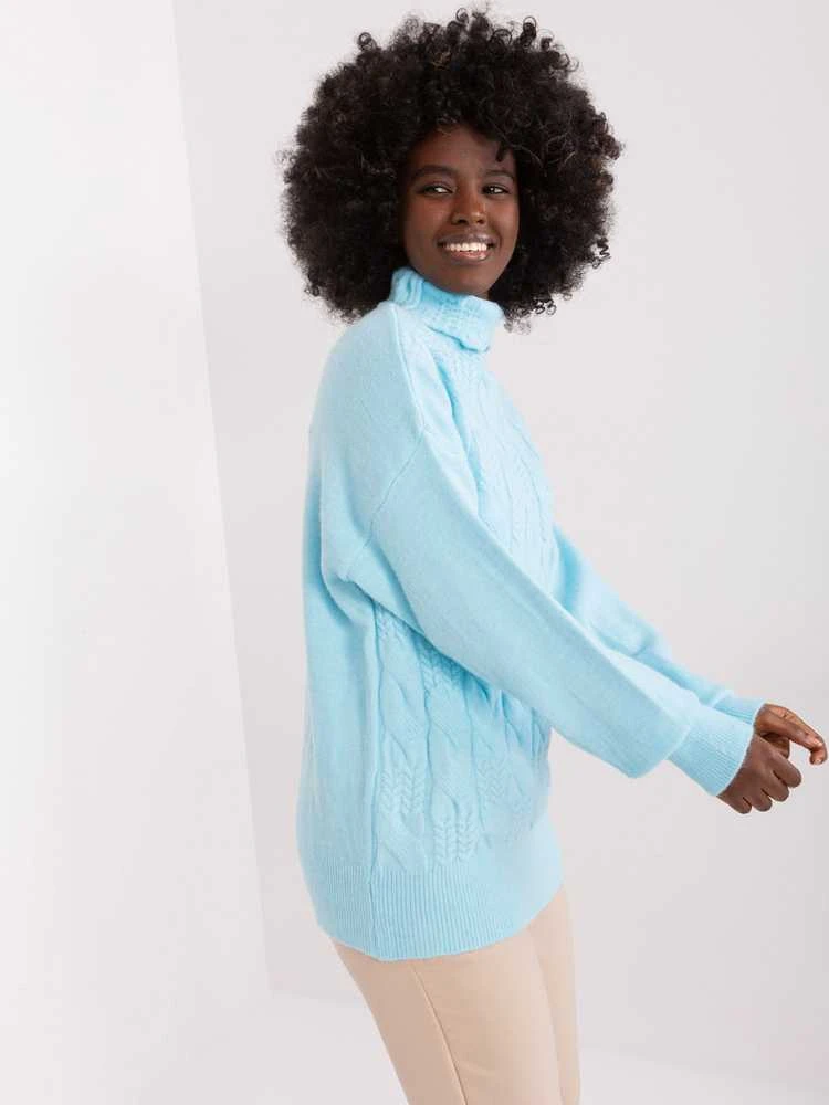 Wool Fashion Italia Megztinis-AT-SW-23401.97P-šviesiai mėlynas