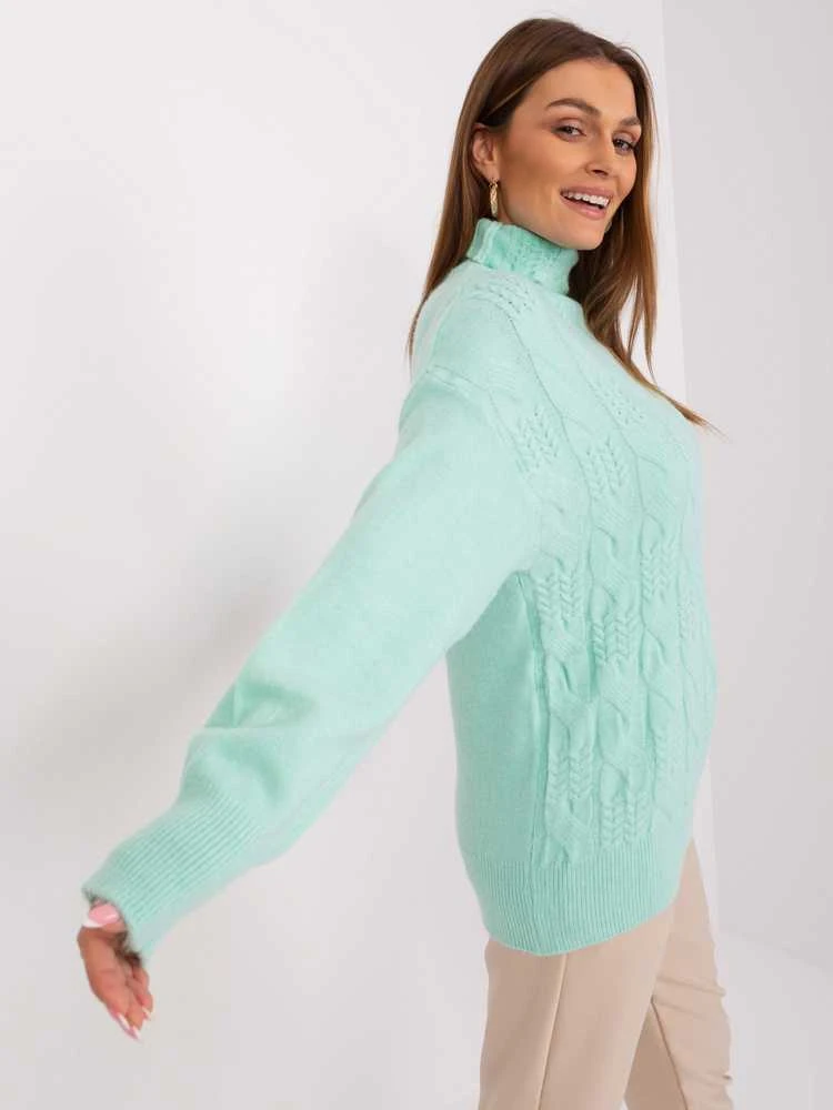 Wool Fashion Italia Megztinis-AT-SW-23401.97P-tamsi mėtinė