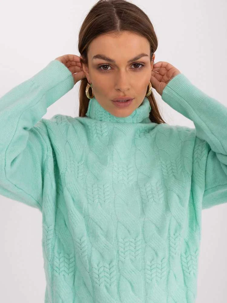 Wool Fashion Italia Megztinis-AT-SW-23401.97P-tamsi mėtinė