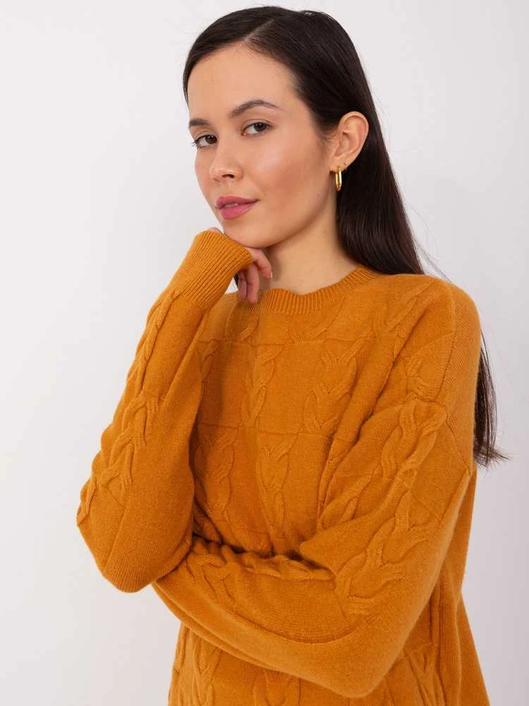 Wool Fashion Italia Megztinis-AT-SW-2340.22-tamsiai geltonas