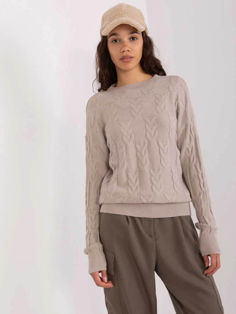 Wool Fashion Italia Megztinis-AT-SW-2340.43-smėlio spalvos