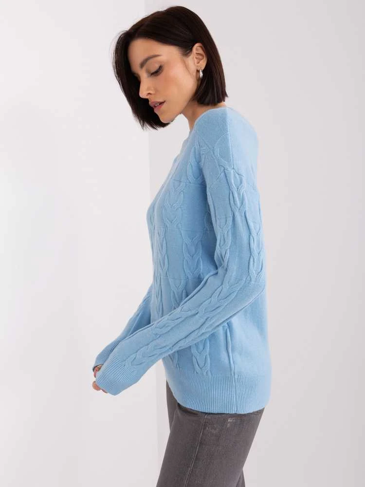 Wool Fashion Italia Megztinis-AT-SW-2340.43-šviesiai mėlynas