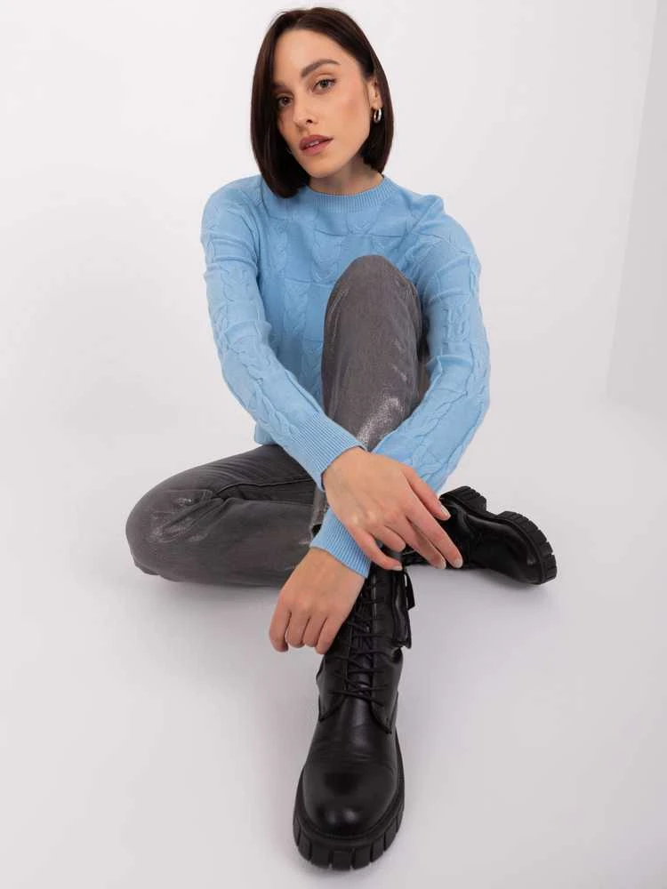 Wool Fashion Italia Megztinis-AT-SW-2340.43-šviesiai mėlynas