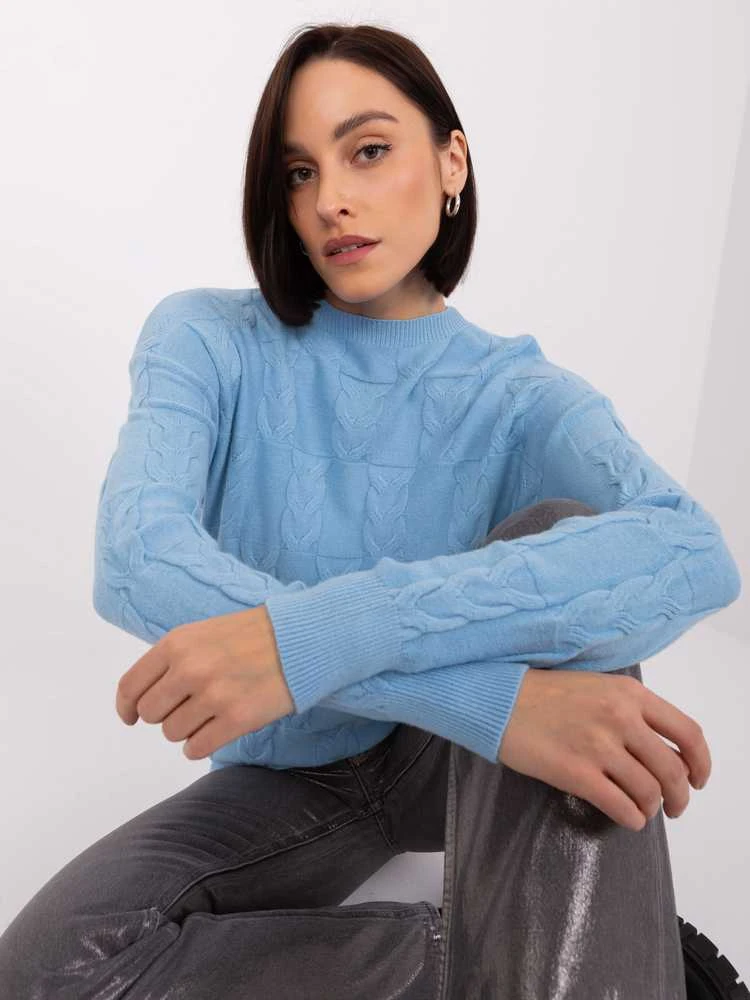 Wool Fashion Italia Megztinis-AT-SW-2340.43-šviesiai mėlynas