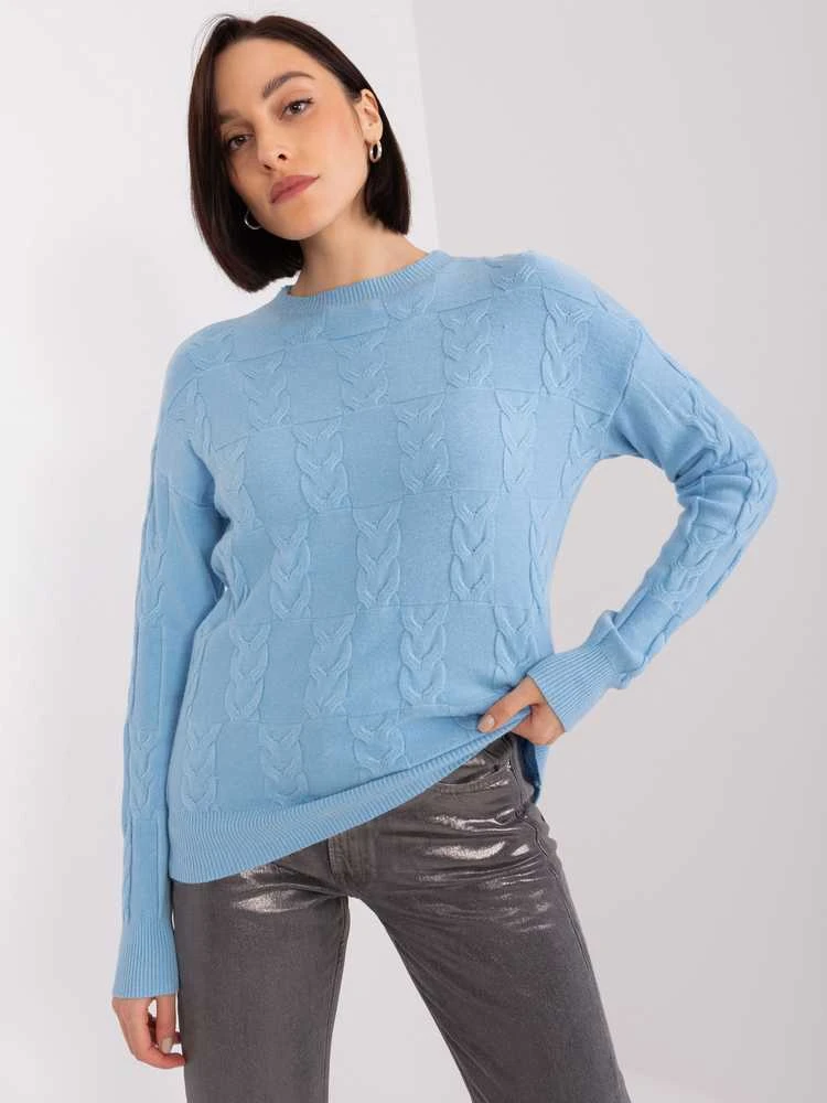 Wool Fashion Italia Megztinis-AT-SW-2340.43-šviesiai mėlynas