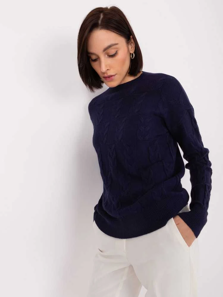 Wool Fashion Italia Megztinis-AT-SW-2340.80 - tamsiai mėlynas