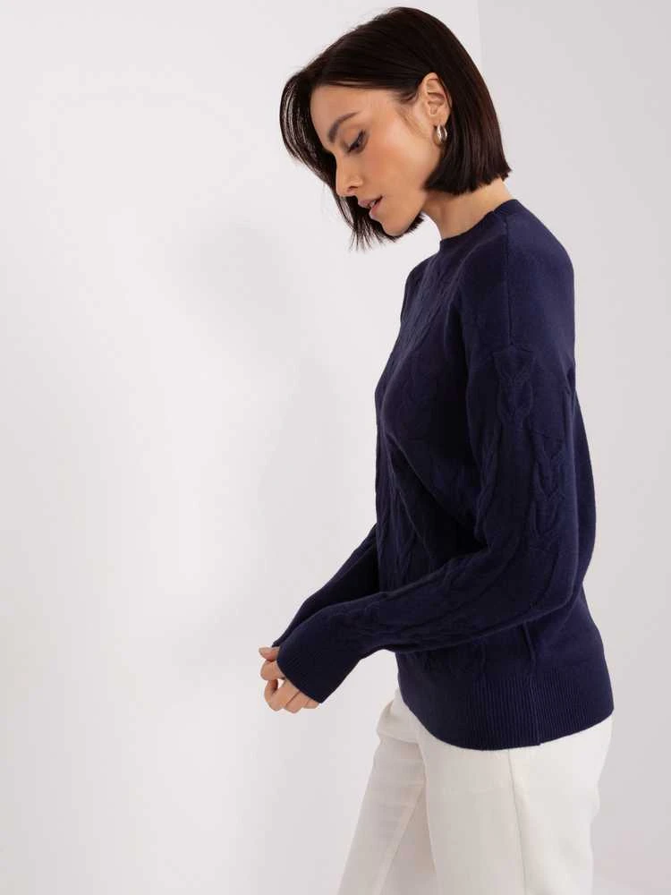 Wool Fashion Italia Megztinis-AT-SW-2340.80 - tamsiai mėlynas