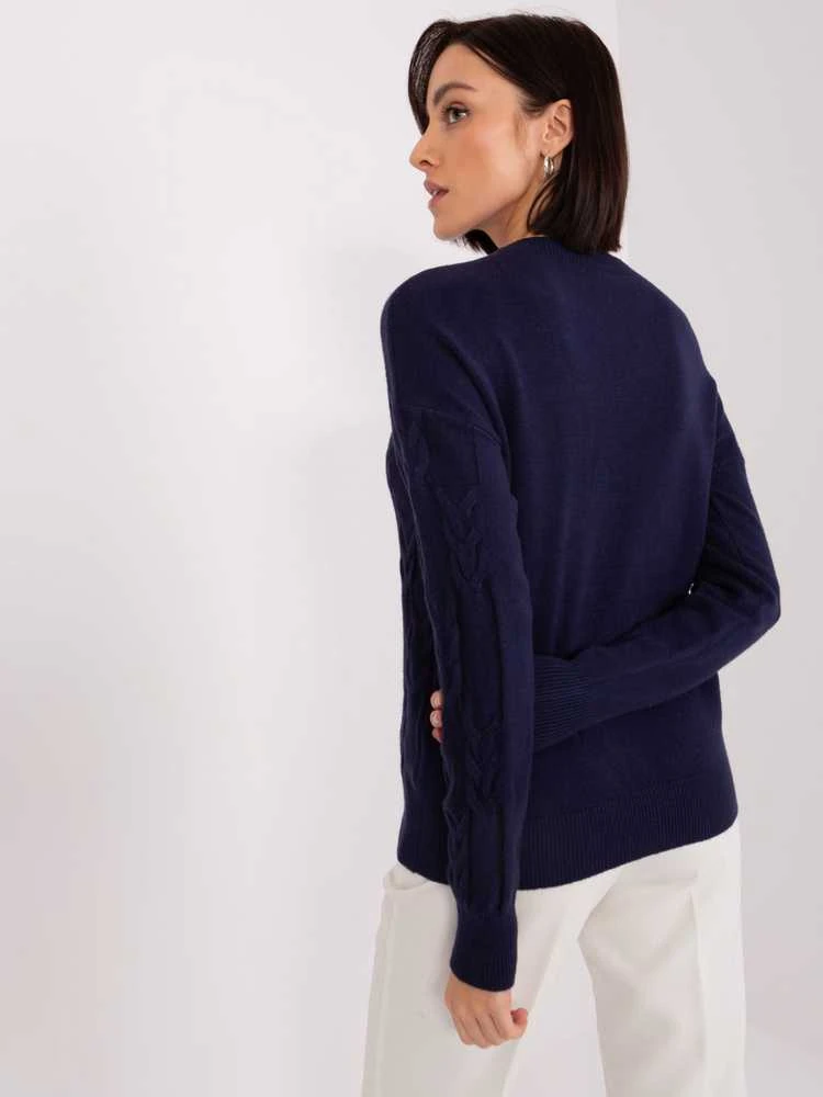 Wool Fashion Italia Megztinis-AT-SW-2340.80 - tamsiai mėlynas