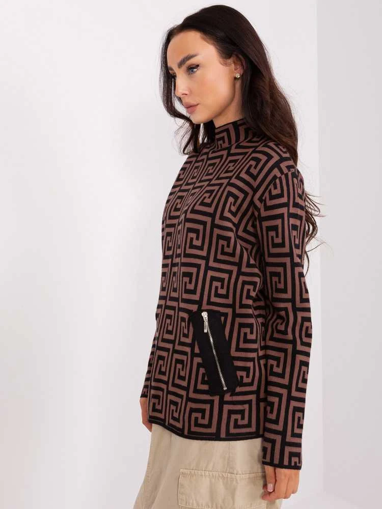 Wool Fashion Italia Megztinis-AT-SW-2341.00P-tamsiai rudas
