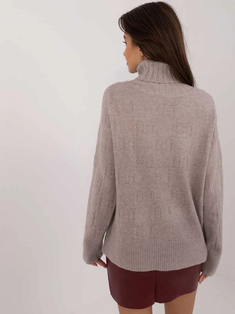 Wool Fashion Italia Megztinis-AT-SW-2342-1,35-smėlio spalvos
