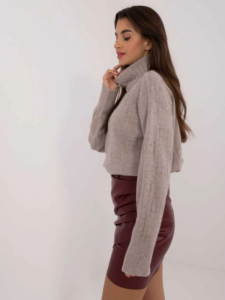 Wool Fashion Italia Megztinis-AT-SW-2342-1,35-smėlio spalvos