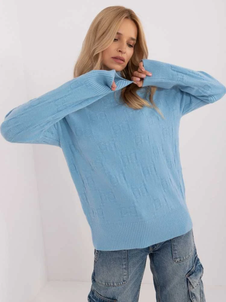 Wool Fashion Italia Megztinis-AT-SW-2342-1,35-šviesiai mėlynas