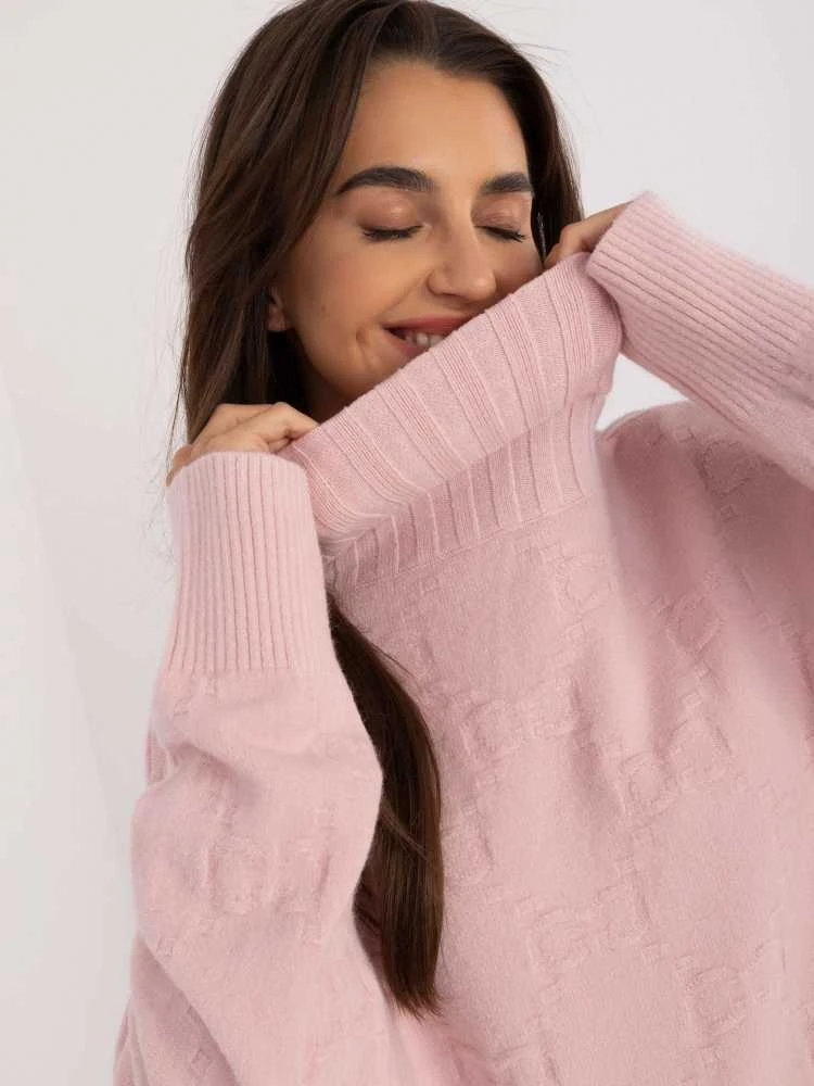 Wool Fashion Italia Megztinis-AT-SW-2342-1,35-šviesiai rožinis