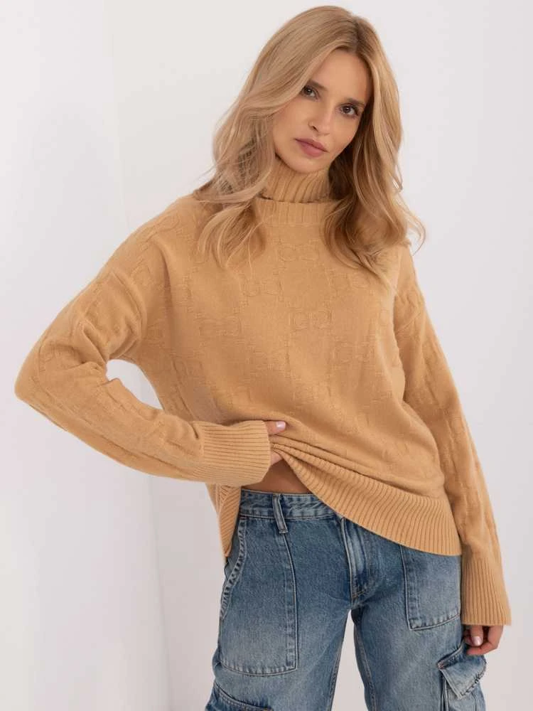 Wool Fashion Italia Megztinis-AT-SW-2342-1,35-šviesiai rudas