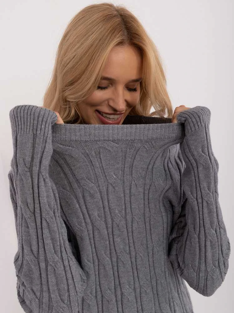Wool Fashion Italia Megztinis-AT-SW-2343.88-tamsiai pilkas