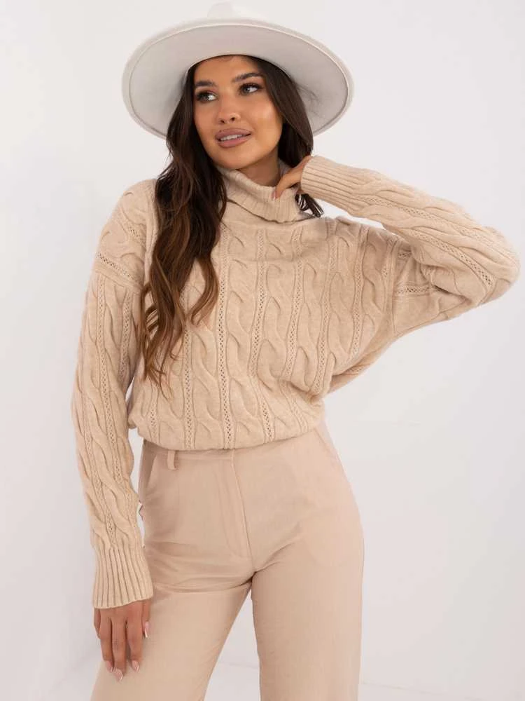 Wool Fashion Italia Megztinis-AT-SW-23445.00-smėlio spalvos