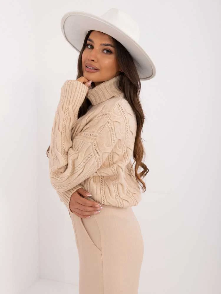 Wool Fashion Italia Megztinis-AT-SW-23445.00-smėlio spalvos