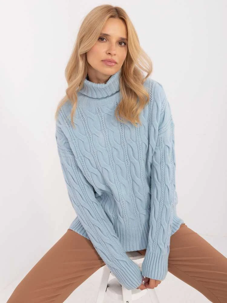 Wool Fashion Italia Megztinis-AT-SW-23445.00-šviesiai mėlynas
