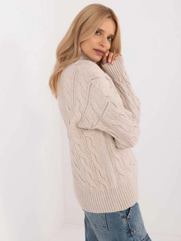 Wool Fashion Italia Megztinis-AT-SW-23445.00-šviesiai smėlio spalvos
