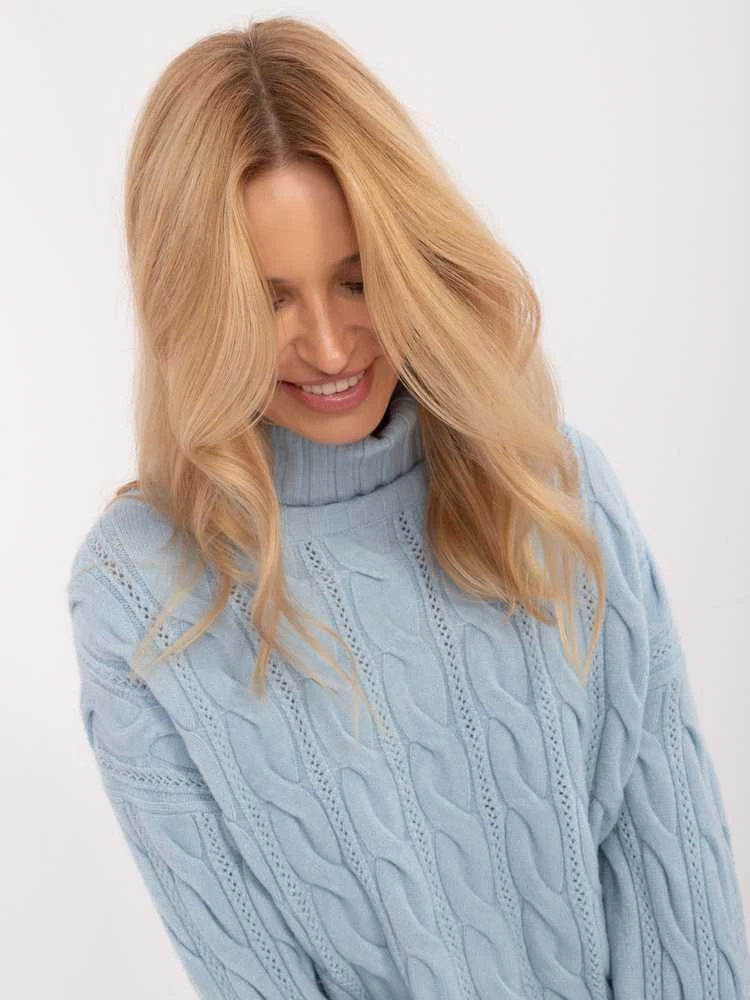 Wool Fashion Italia Megztinis-AT-SW-23445.00-šviesiai mėlynas