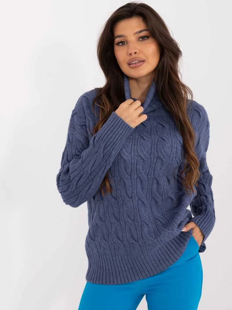 Wool Fashion Italia Megztinis-AT-SW-23445.00-tamsiai mėlynas