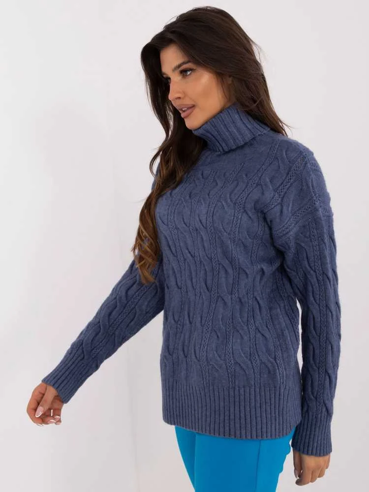 Wool Fashion Italia Megztinis-AT-SW-23445.00-tamsiai mėlynas