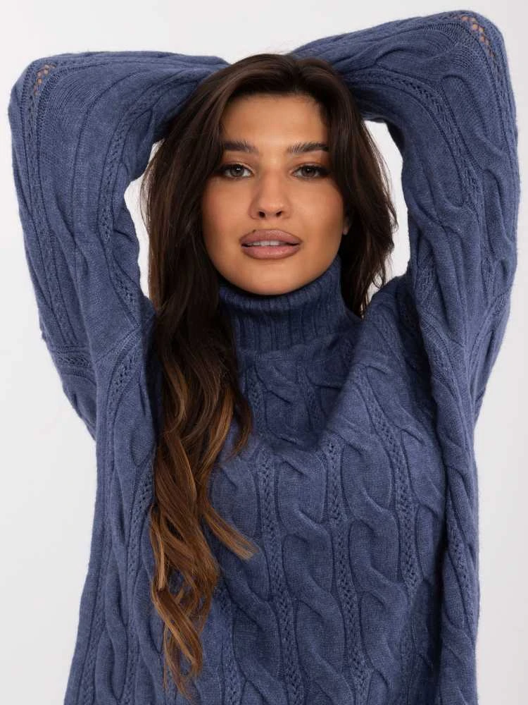 Wool Fashion Italia Megztinis-AT-SW-23445.00-tamsiai mėlynas
