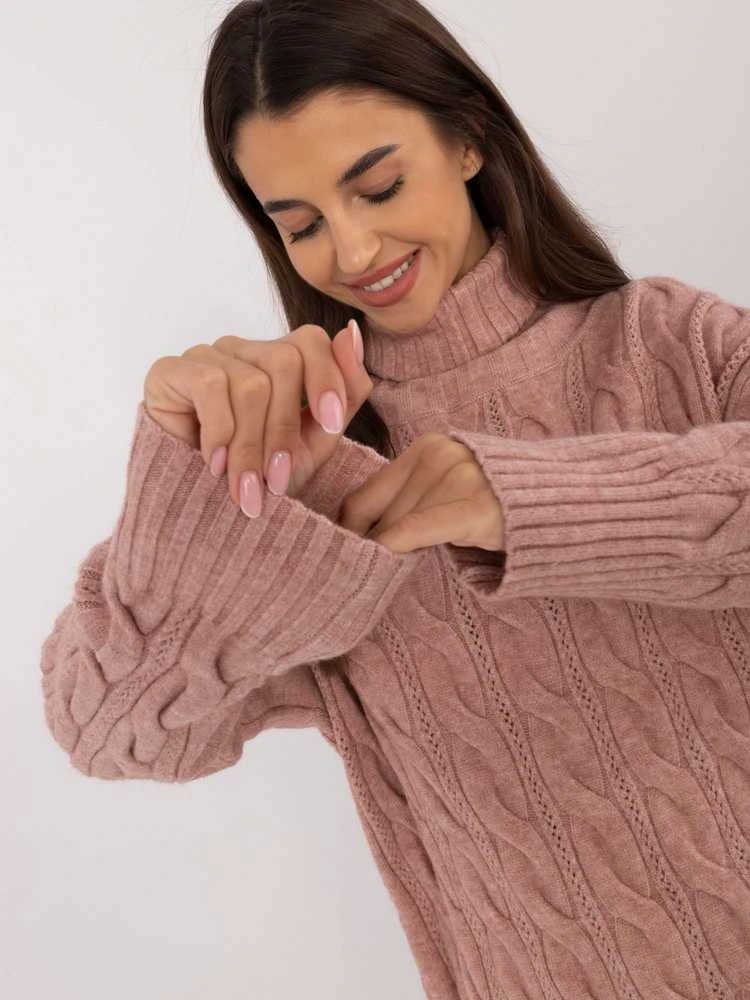 Wool Fashion Italia Megztinis-AT-SW-23445.00-tamsiai rožinis