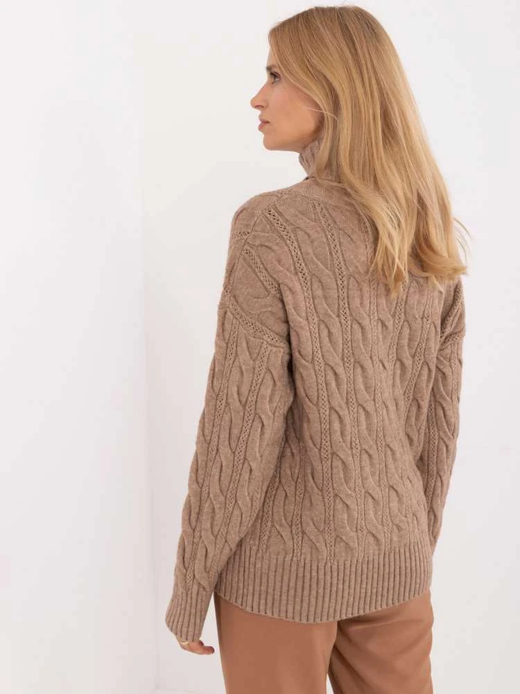 Wool Fashion Italia Megztinis-AT-SW-23445.00-tamsiai smėlio spalvos