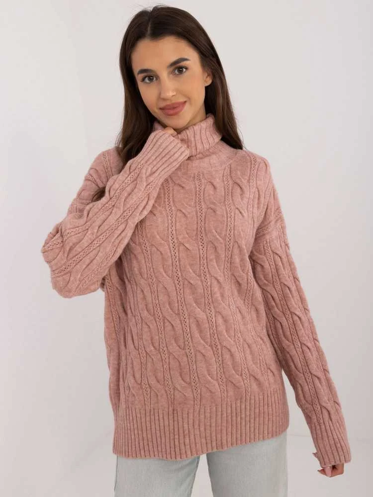 Wool Fashion Italia Megztinis-AT-SW-23445.00-tamsiai rožinis