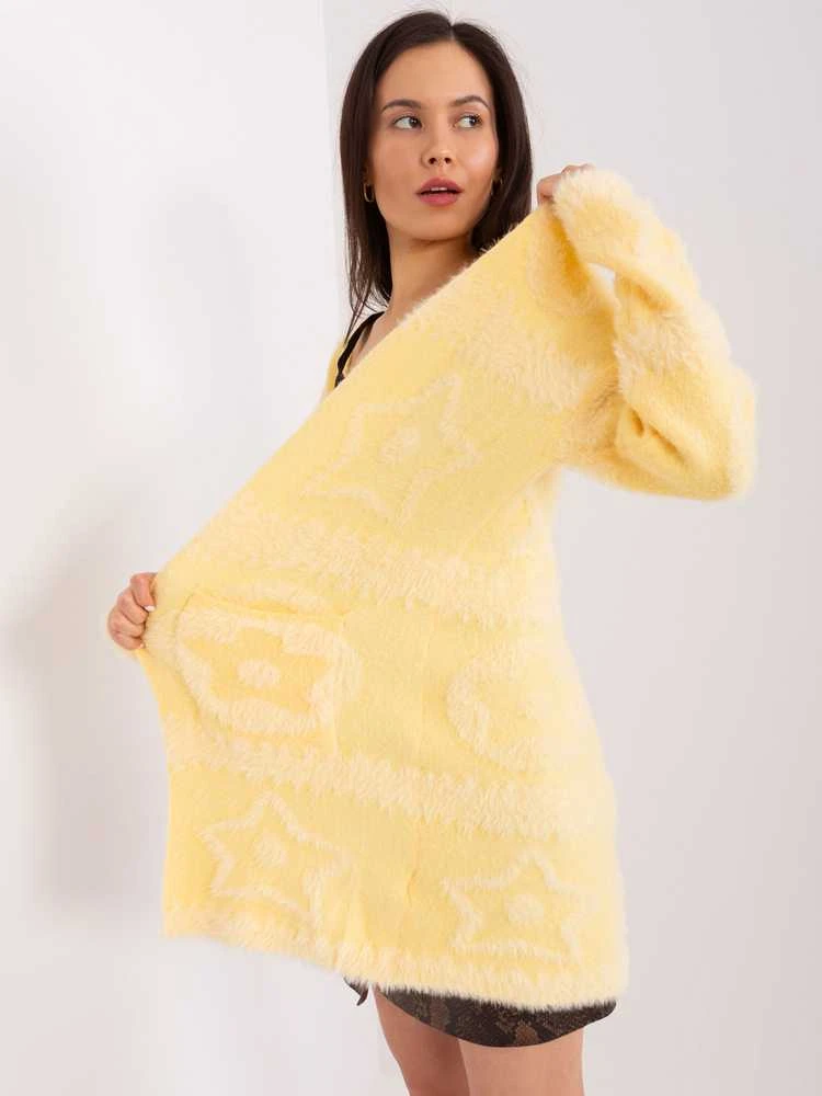 Wool Fashion Italia Megztinis-AT-SW-234503.00P-šviesiai geltonas