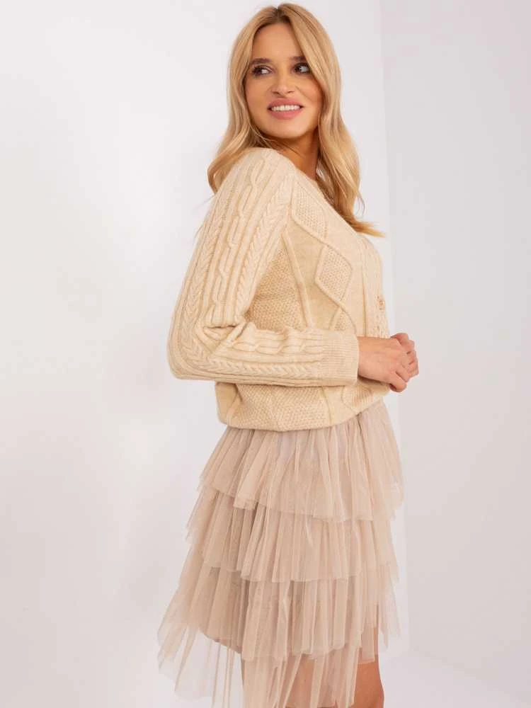 Wool Fashion Italia Megztinis-AT-SW-2346-2,99P-smėlio spalvos