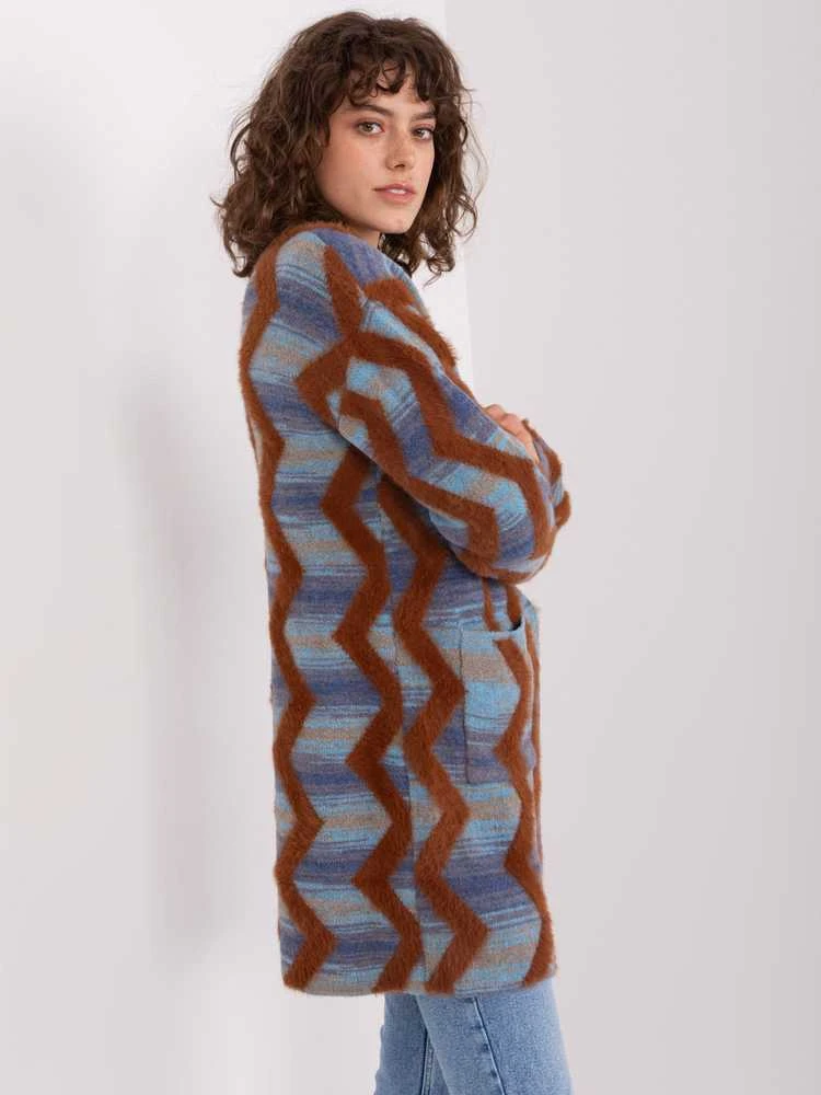 Wool Fashion Italia Megztinis-AT-SW-234701.34-tamsiai mėlynas