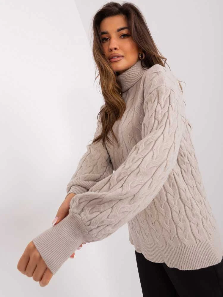 Wool Fashion Italia Megztinis-AT-SW-2348.07-smėlio spalvos