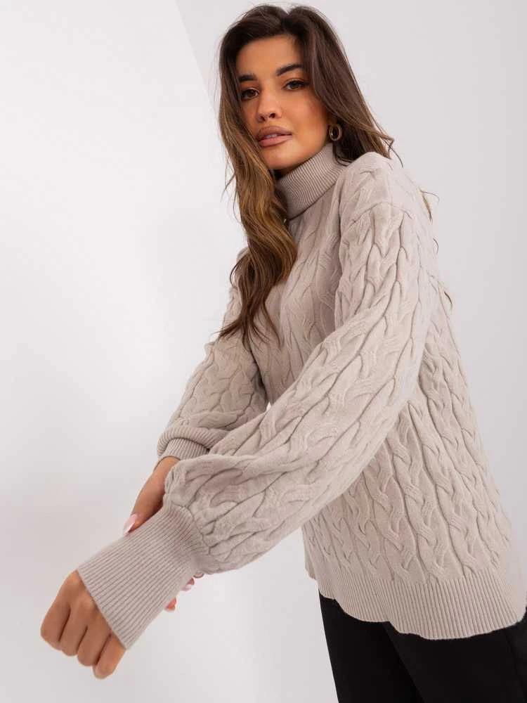Wool Fashion Italia Megztinis-AT-SW-2348.07-smėlio spalvos