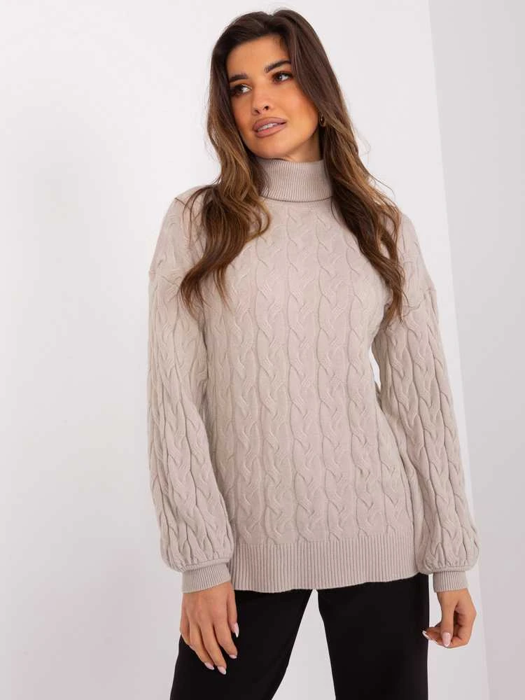 Wool Fashion Italia Megztinis-AT-SW-2348.07-smėlio spalvos