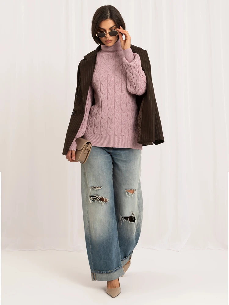 Wool Fashion Italia Megztinis-AT-SW-2348.07-šviesiai violetinis