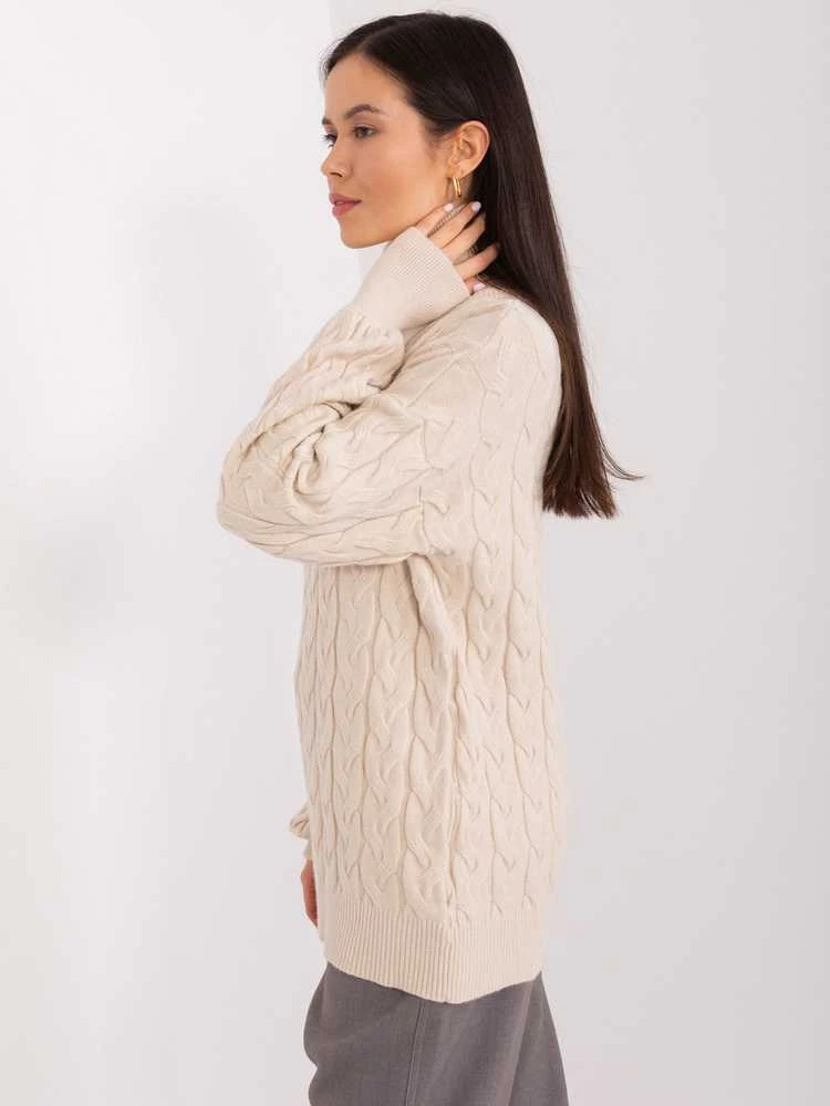 Wool Fashion Italia Megztinis-AT-SW-2348.07-šviesiai smėlio spalvos