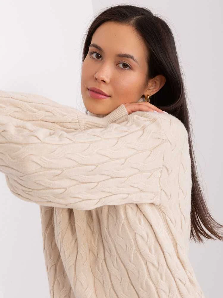 Wool Fashion Italia Megztinis-AT-SW-2348.07-šviesiai smėlio spalvos