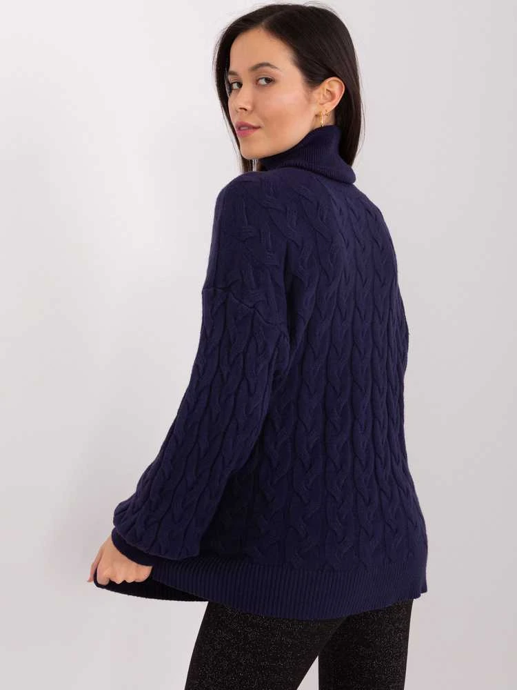 Wool Fashion Italia Megztinis-AT-SW-2348.88 tamsiai mėlynas