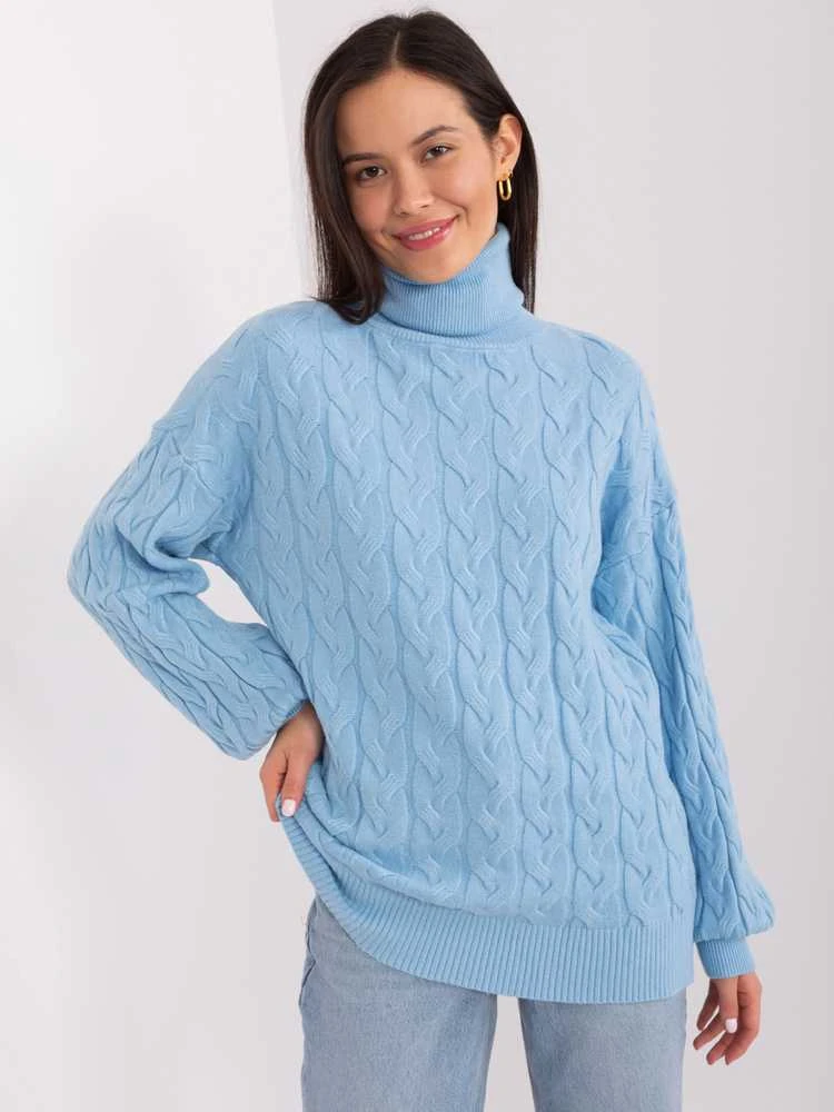 Wool Fashion Italia Megztinis-AT-SW-2348.88-šviesiai mėlynas