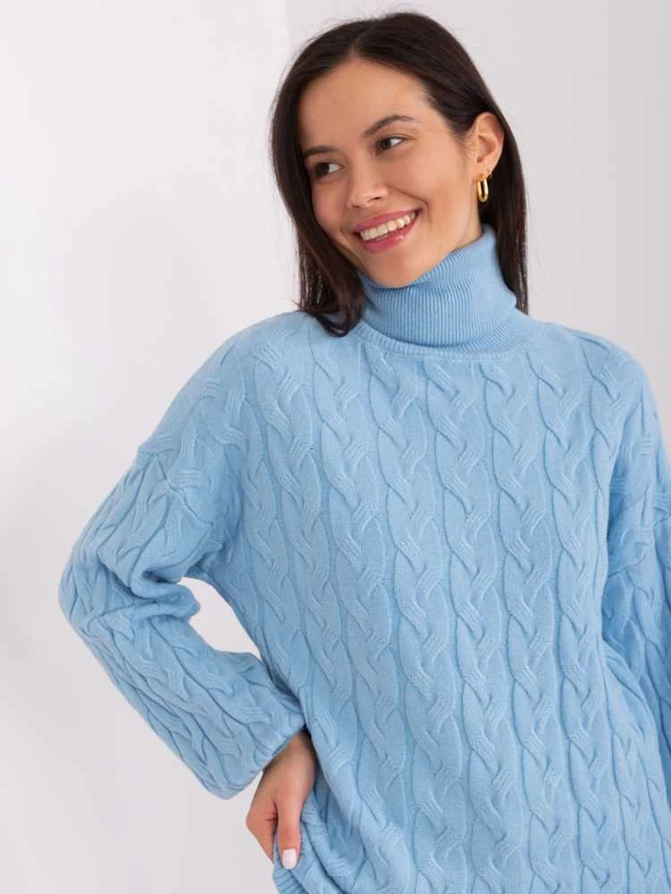 Wool Fashion Italia Megztinis-AT-SW-2348.88-šviesiai mėlynas