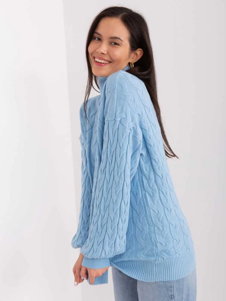 Wool Fashion Italia Megztinis-AT-SW-2348.88-šviesiai mėlynas