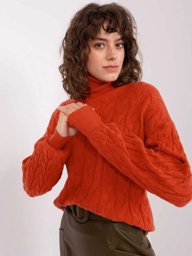 Wool Fashion Italia Megztinis-AT-SW-2348.88-tamsiai oranžinis