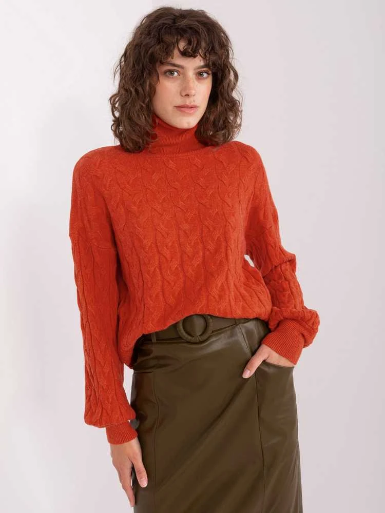 Wool Fashion Italia Megztinis-AT-SW-2348.88-tamsiai oranžinis