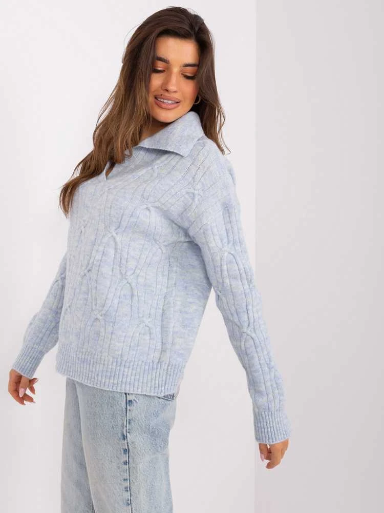 Wool Fashion Italia Megztinis-AT-SW-2349-2,27-dangaus mėlynumo