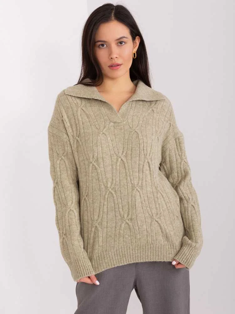 Wool Fashion Italia Megztinis-AT-SW-2349-2,27-khaki