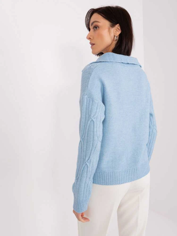 Wool Fashion Italia Megztinis-AT-SW-2349-2,27-šviesiai mėlynas